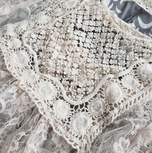 BODY CENTRAL Cream Butterfly Lace and Crochet Top